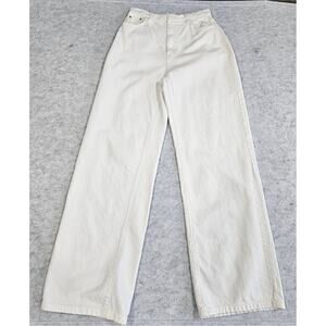 Bershka Wide Leg Jeans, White, High Rise, 100% Cotton, Spring, Womens Sz 6